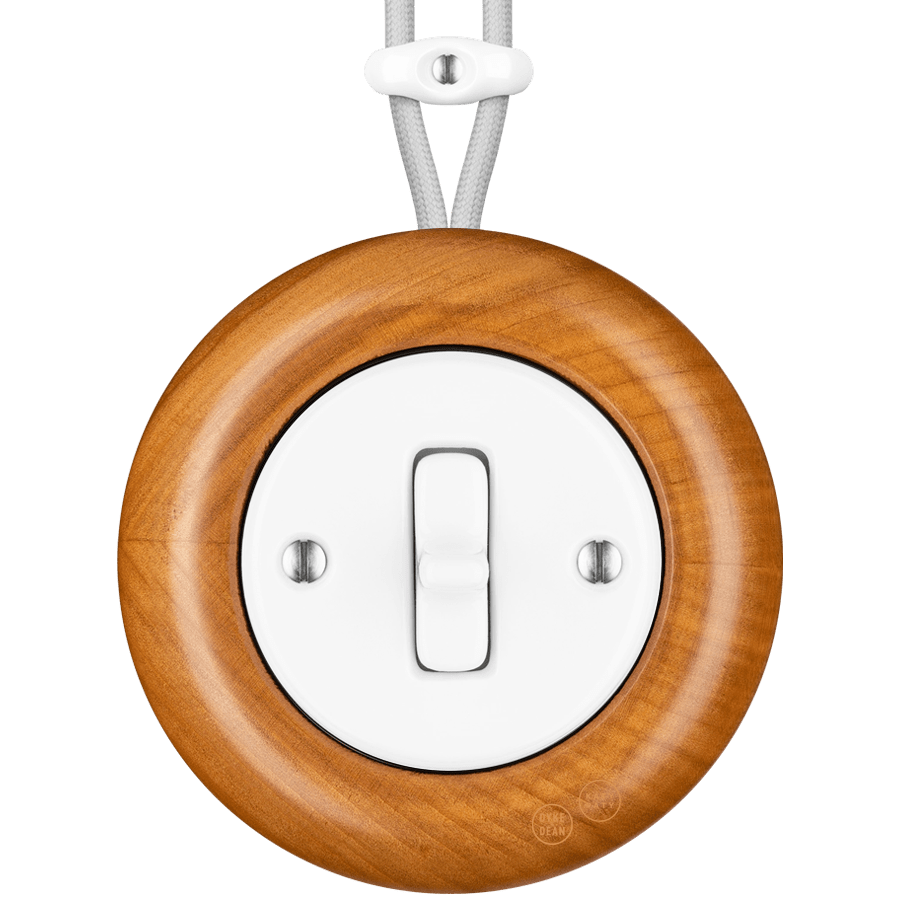 WOODEN PORCELAIN SURFACE MOUNTED PADELUS TOGGLE SWITCH - DYKE & DEAN