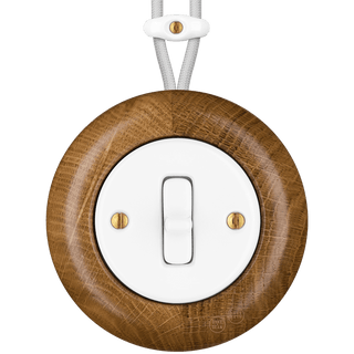 WOODEN PORCELAIN SURFACE MOUNTED ROBUS TOGGLE SWITCH - DYKE & DEAN