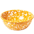 YELLOW & CREAM LARGE SPLATTER ENAMEL BOWL - DYKE & DEAN