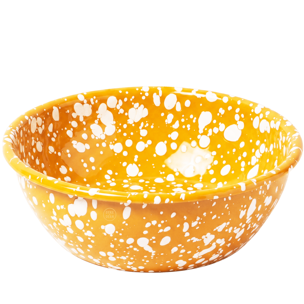 YELLOW & CREAM LARGE SPLATTER ENAMEL BOWL - DYKE & DEAN