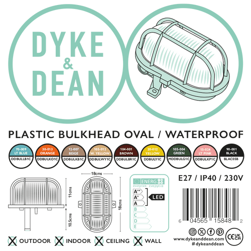 YELLOW OVAL BULKHEAD - DYKE & DEAN