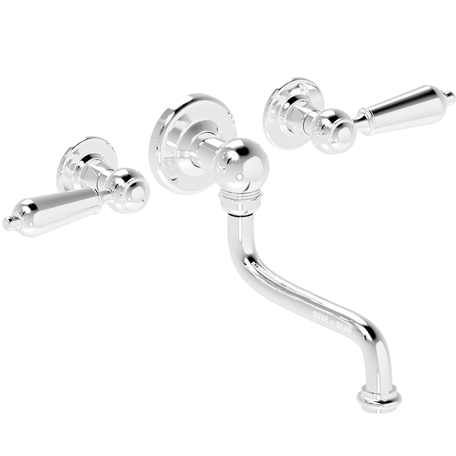 BASIN DROP ARM METAL LEVER HANDLE TAPS - DYKE & DEAN