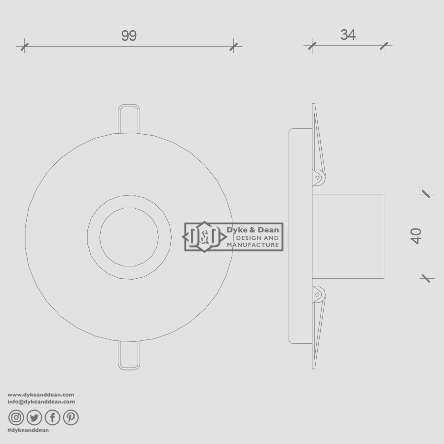 BLACK CERAMIC CEILING E27 RECESSED LIGHT - DYKE & DEAN