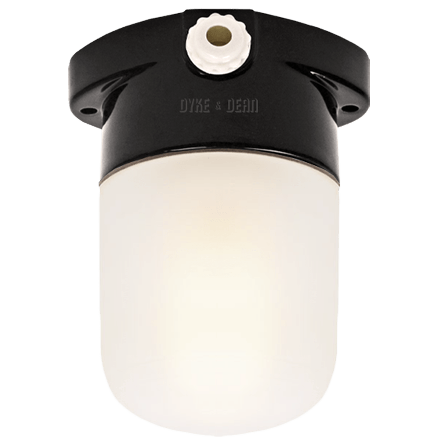 BLACK CERAMIC MOUNTED WALL LIGHT FROSTED E27 - DYKE & DEAN