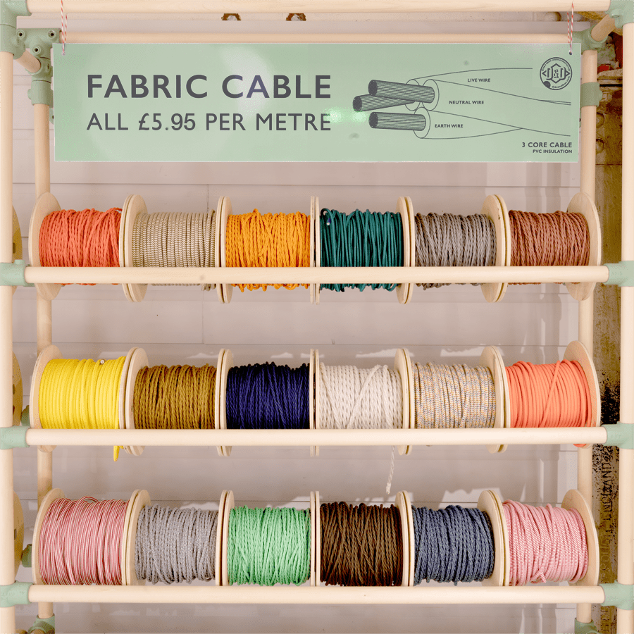 BLUE TWISTED FABRIC CABLE - FABRIC CABLE - DYKE & DEAN  - Homewares | Lighting | Modern Home Furnishings