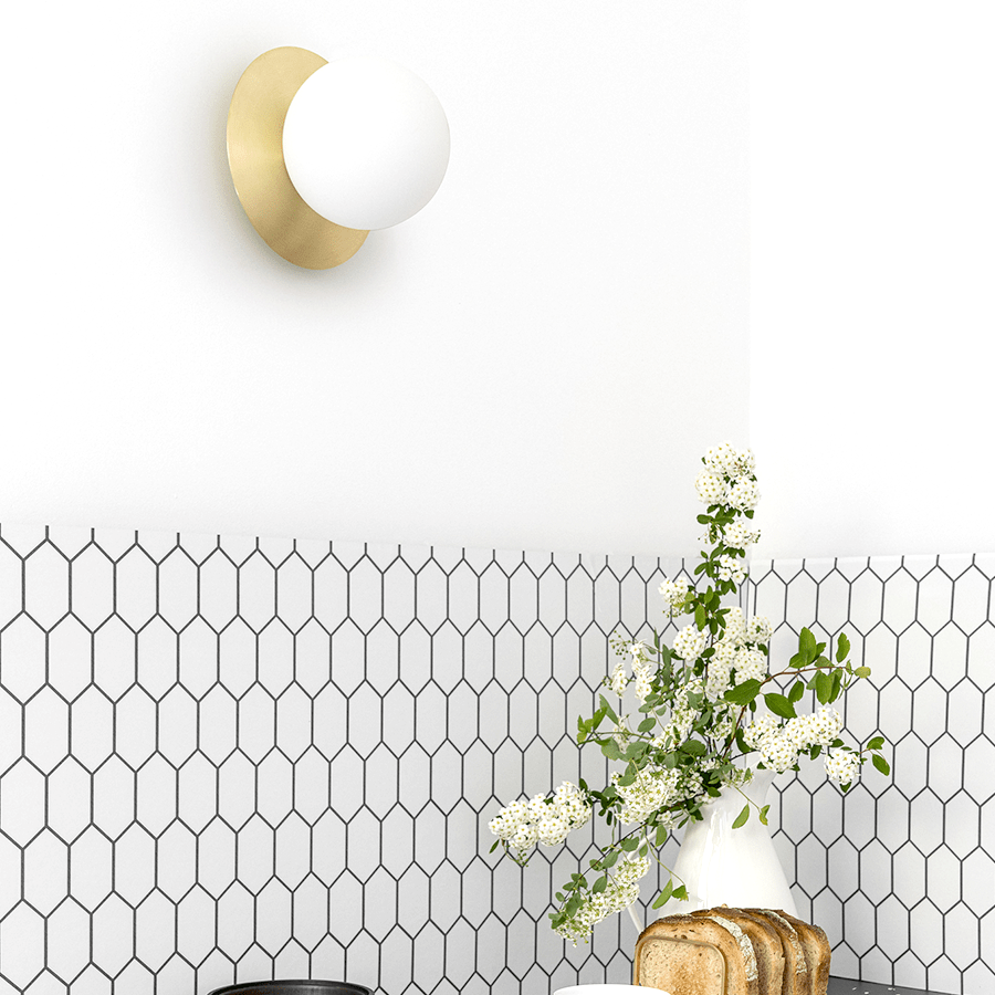 BRASS DISC GLOBE WALL LIGHT - DYKE & DEAN