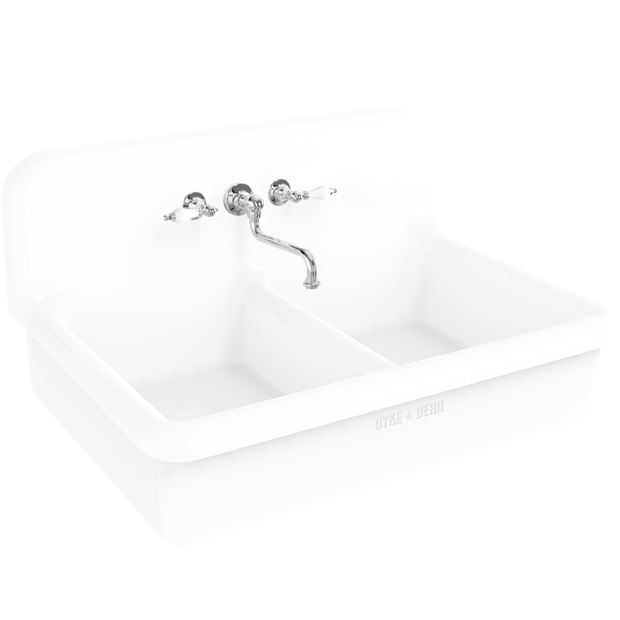 CERAMIC DOUBLE SPLASH BACK SINK - DYKE & DEAN