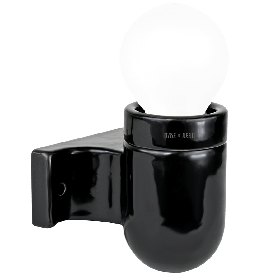 CERAMIC DROP ARM WALL FITTING BLACK - DYKE & DEAN