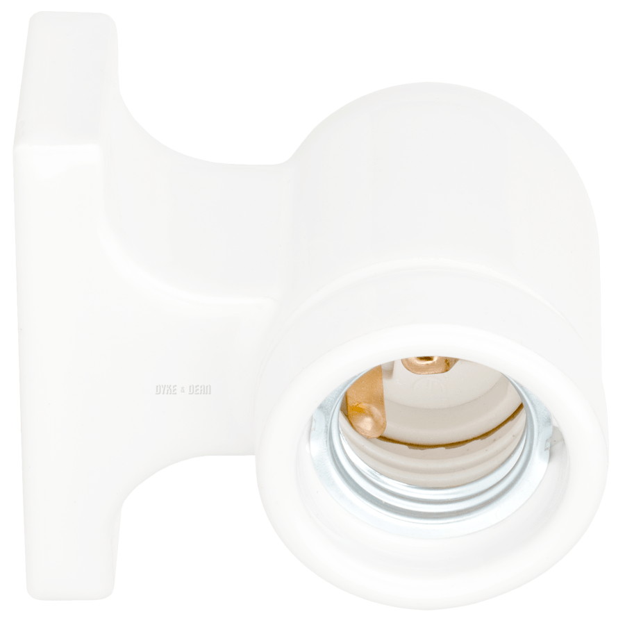 CERAMIC DROP ARM WALL FITTING WHITE - DYKE & DEAN