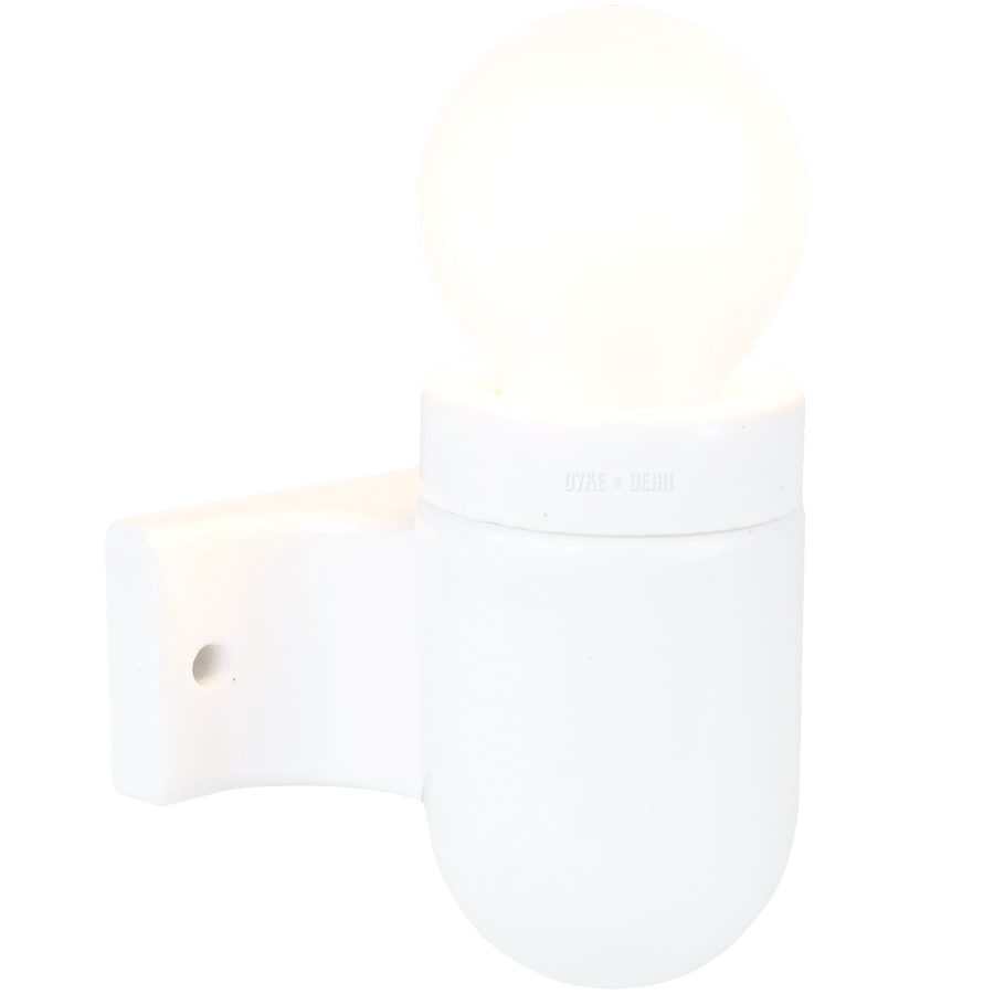 CERAMIC DROP ARM WALL FITTING WHITE - DYKE & DEAN