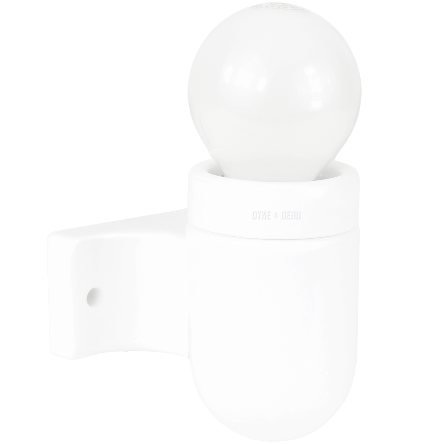 CERAMIC DROP ARM WALL FITTING WHITE - DYKE & DEAN