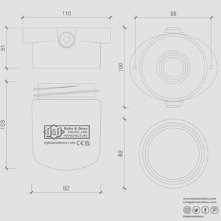 CERAMIC MOUNTED WALL LIGHT CLEAR E27 - DYKE & DEAN