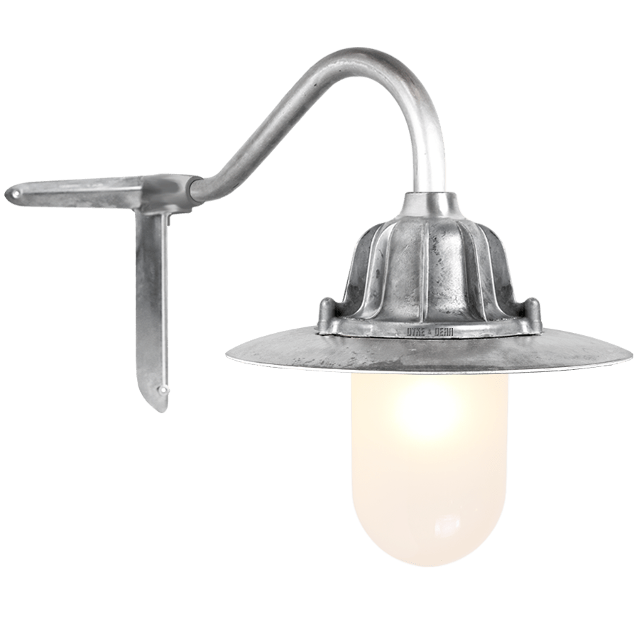 CORNER SWAN NECK SHADED FROSTED LANTERN - DYKE & DEAN