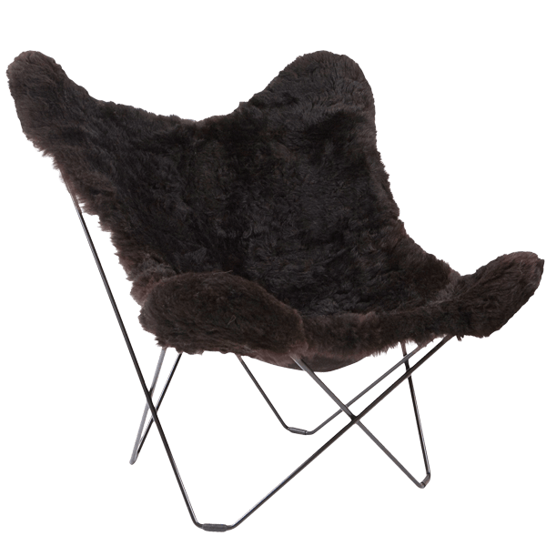 CUERO BUTTERFLY CHAIR BLACK SHEEPSKIN - DYKE & DEAN