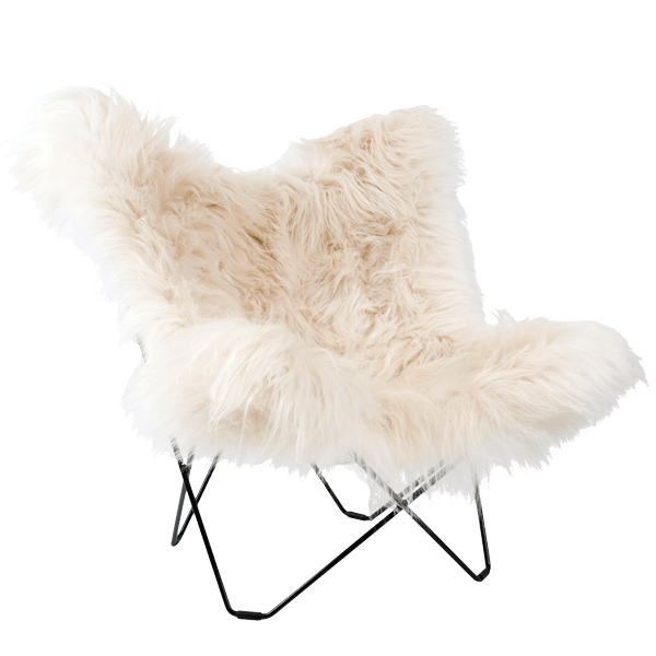 CUERO BUTTERFLY CHAIR LONG WHITE SHEEPSKIN - DYKE & DEAN