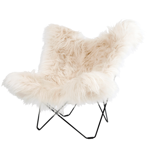 CUERO BUTTERFLY CHAIR LONG WHITE SHEEPSKIN - DYKE & DEAN