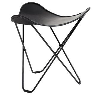 CUERO FLYING GOOSE STOOL BLACK LEATHER - DYKE & DEAN