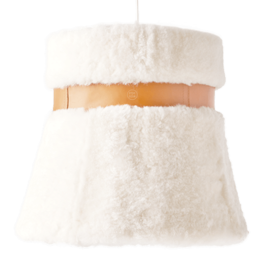 CUERO SHEEPSKIN AND LEATHER PENDANT LAMP SHADE - DYKE & DEAN