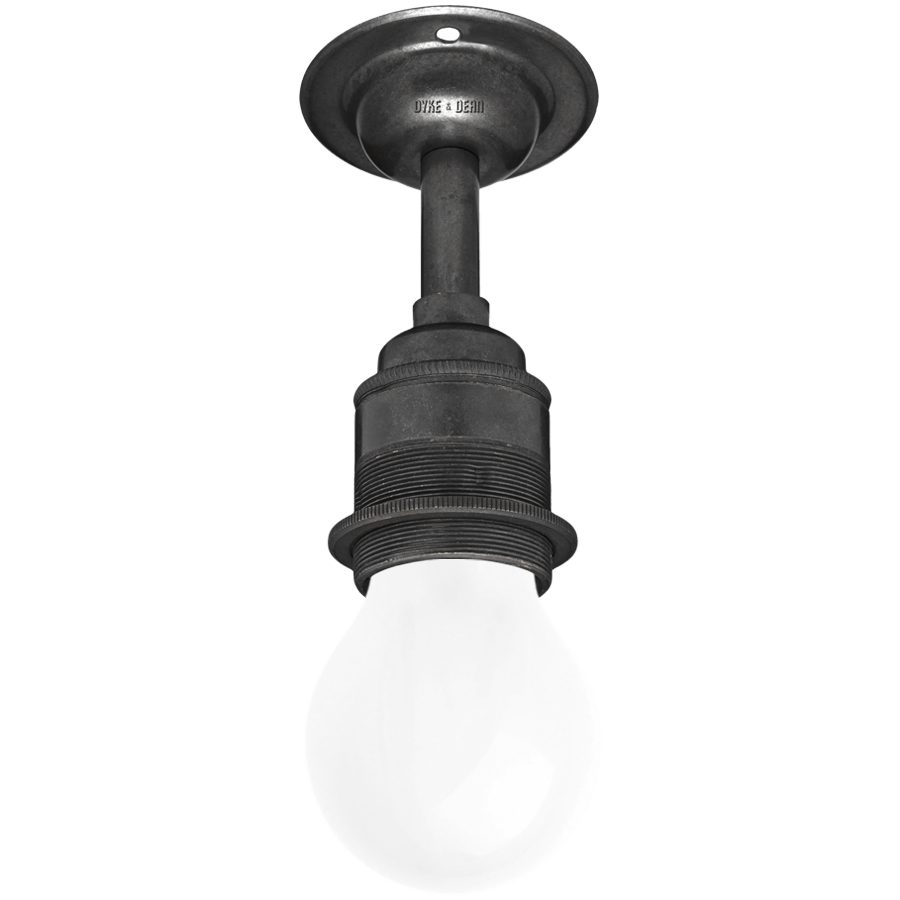 DARK BRASS FIXED EXTENDED E27 WALL BULB HOLDER - DYKE & DEAN