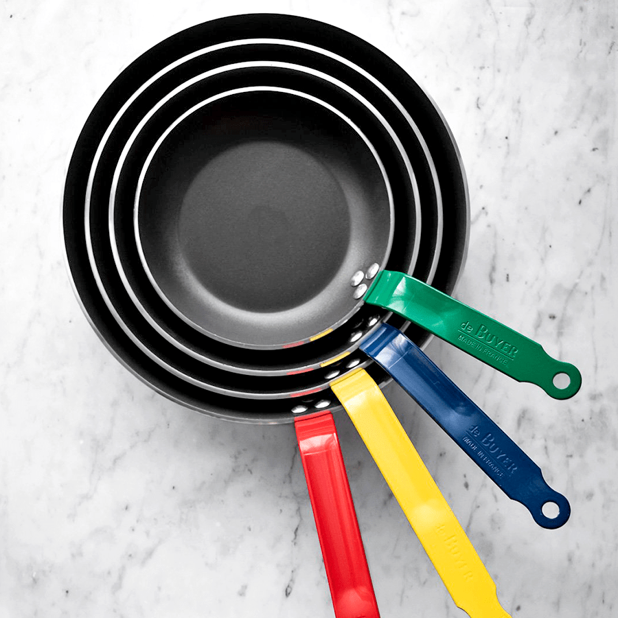 DE BUYER CHOC FRYING PANS BLUE HANDLES - DYKE & DEAN