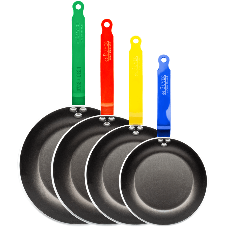 DE BUYER CHOC FRYING PANS BLUE HANDLES - DYKE & DEAN