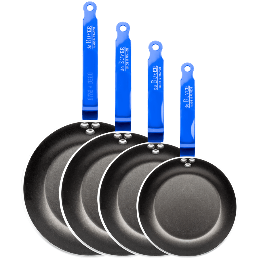 DE BUYER CHOC FRYING PANS BLUE HANDLES - DYKE & DEAN