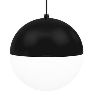 DOME CAPPED OPAL GLOBE PENDANT BLACK 300MM - DYKE & DEAN