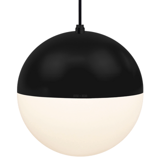 DOME CAPPED OPAL GLOBE PENDANT BLACK 300MM - DYKE & DEAN