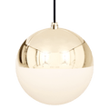 DOME CAPPED OPAL GLOBE PENDANT BRASS 200MM - DYKE & DEAN