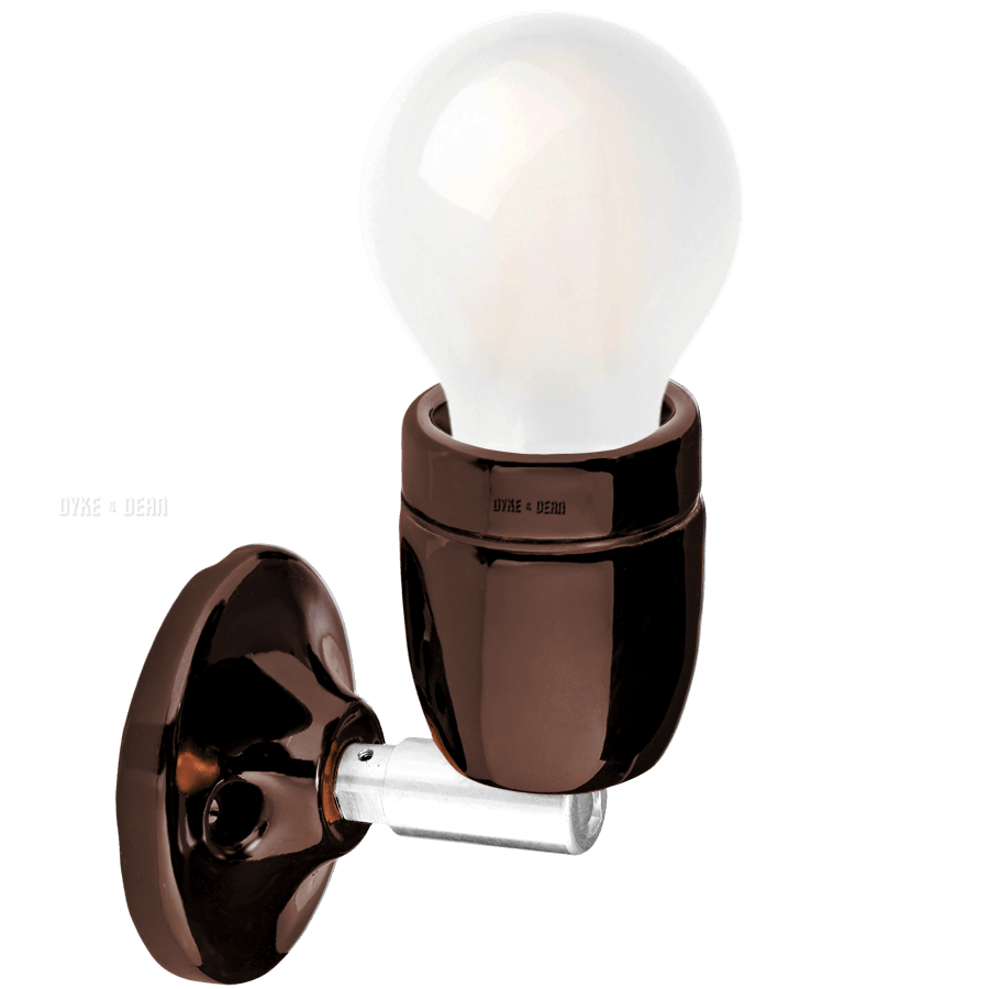 DYKE & DEAN BROWN CERAMIC LAMP CHROME ELBOW - DYKE & DEAN