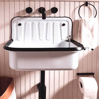 DYKE & DEAN ENAMEL BUCKET SINK BLACK RIM - DYKE & DEAN