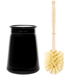 ENAMEL TOILET BRUSH HOLDER SET BLACK - DYKE & DEAN