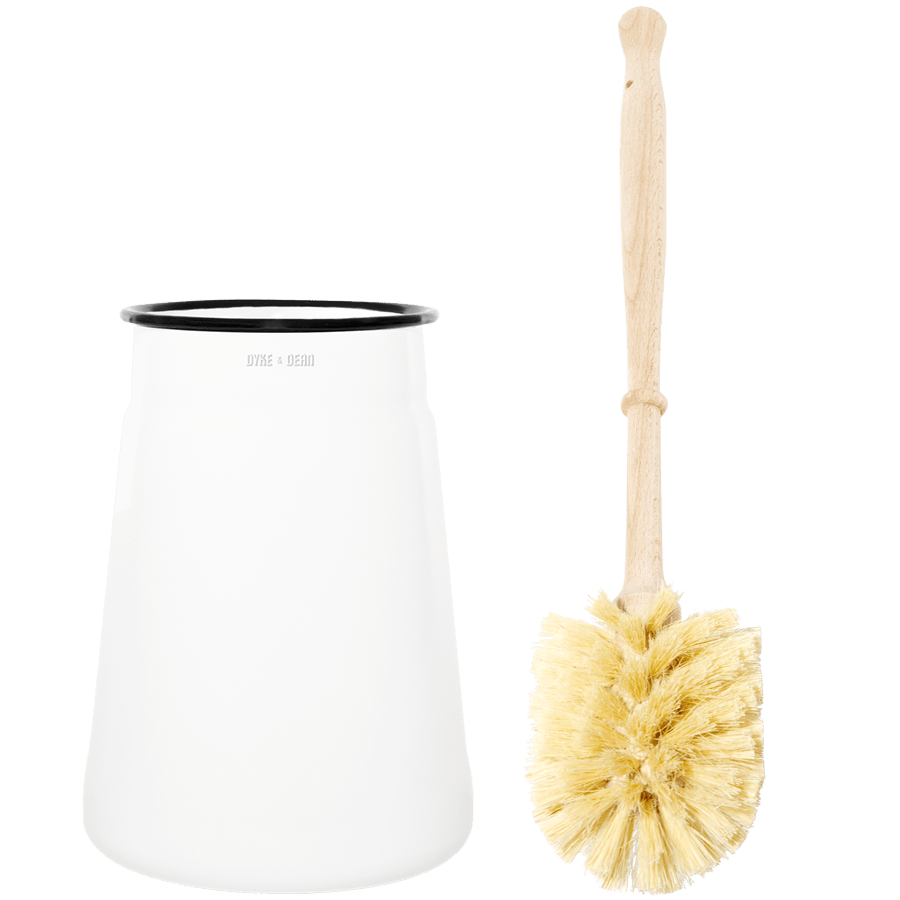 ENAMEL TOILET BRUSH HOLDER SET WHITE - DYKE & DEAN