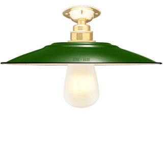 FIXED FLAT GREEN ENAMEL SHADE - DYKE & DEAN