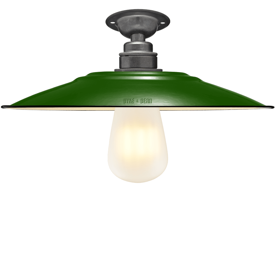 FIXED FLAT GREEN ENAMEL SHADE - DYKE & DEAN