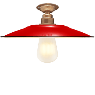 FIXED FLAT RED ENAMEL SHADE - DYKE & DEAN