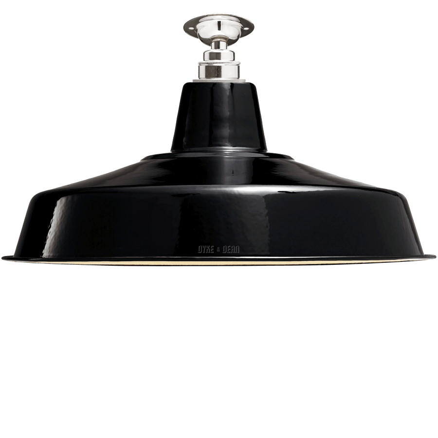 FIXED LARGE BLACK ENAMEL SHADE - DYKE & DEAN