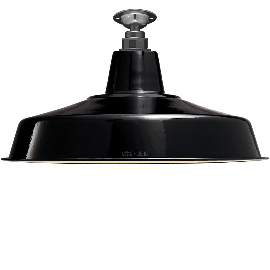 FIXED LARGE BLACK ENAMEL SHADE - DYKE & DEAN