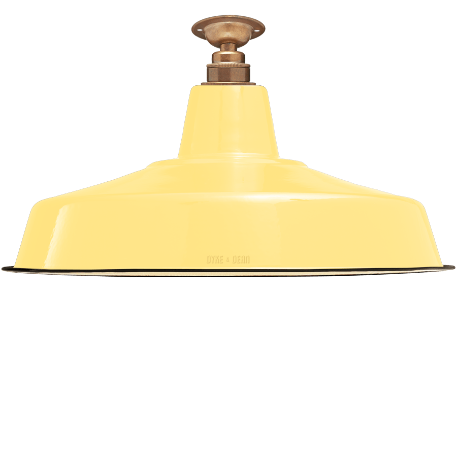 FIXED LARGE CUSTARD ENAMEL SHADE - DYKE & DEAN