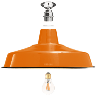 FIXED LARGE ORANGE ENAMEL SHADE - DYKE & DEAN