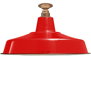 FIXED LARGE RED ENAMEL SHADE - DYKE & DEAN