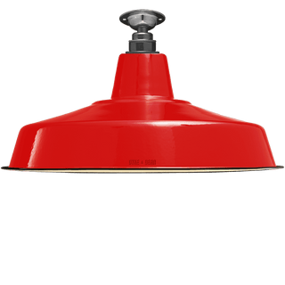 FIXED LARGE RED ENAMEL SHADE - DYKE & DEAN