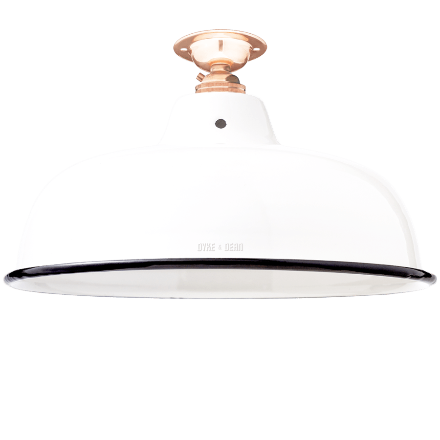 FIXED NECK VENT WHITE ENAMEL SHADE - DYKE & DEAN