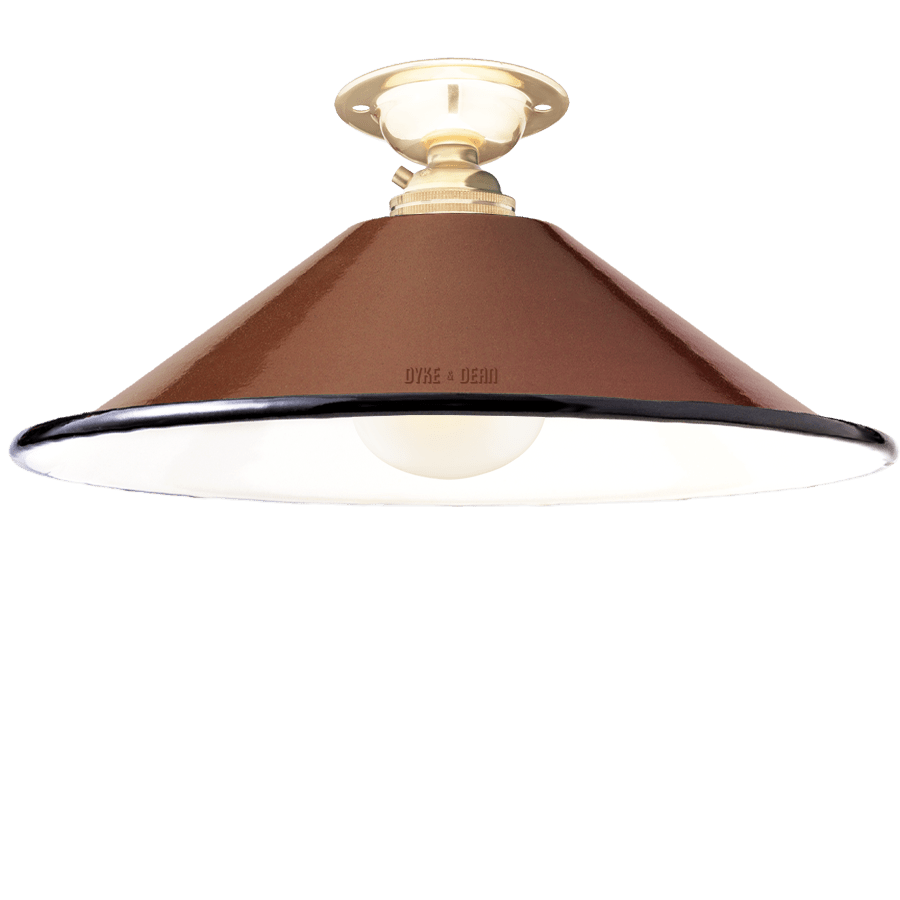 FIXED SMALL BROWN ENAMEL CONE SHADE - DYKE & DEAN