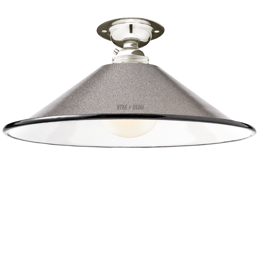 FIXED SMALL CHARCOAL ENAMEL CONE SHADE - DYKE & DEAN