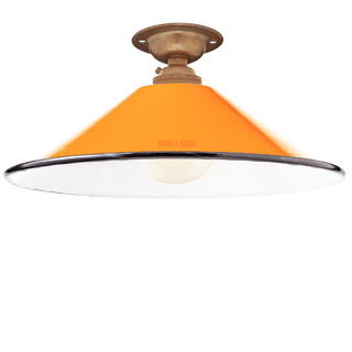 FIXED SMALL ORANGE ENAMEL CONE SHADE - DYKE & DEAN