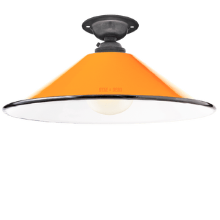 FIXED SMALL ORANGE ENAMEL CONE SHADE - DYKE & DEAN