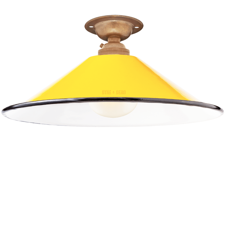 FIXED SMALL YELLOW ENAMEL CONE SHADE - DYKE & DEAN