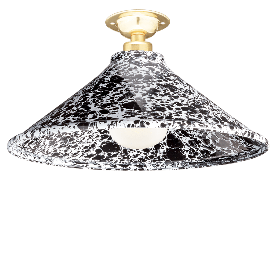 FIXED SPLATTERWARE BLACK ENAMEL CONE SHADE - DYKE & DEAN