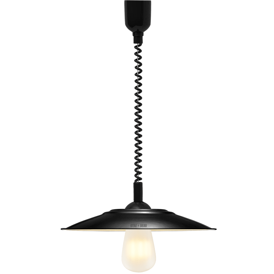 FLAT BLACK ENAMEL RETRACTABLE CORD LIGHT - DYKE & DEAN